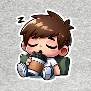 Caffeinated Naptime: Kid Enjoying a Coffee Siesta T-Shirt